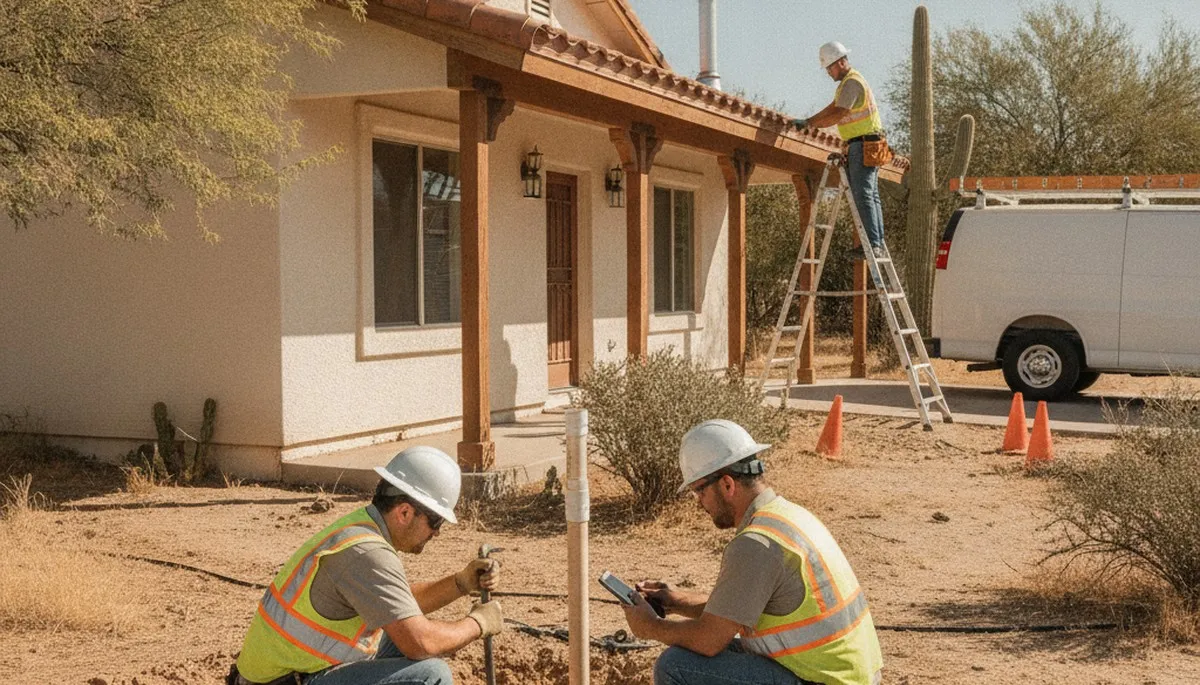 Plumber repairing a pipe in Tucson, AZ for emergency plumbing service