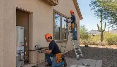 Emergency plumber in Tucson, AZ repairing a plumbing leak for fast home service