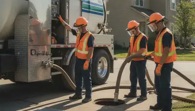 Septic pumping service truck for Tucson, AZ homes by On Call Plumbers