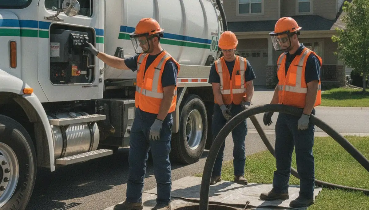 Septic pumping service truck in Tucson, AZ for emergency plumbing repair