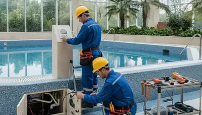 Spa repair technician servicing a Tucson, AZ home spa for reliable plumbing repair