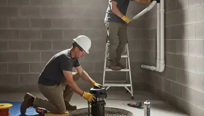 Sump pump installation for Tucson, AZ homes by emergency plumbers protecting against monsoon flooding