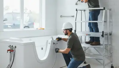 Walk-in tub installation by Tucson, AZ plumbing repair experts for safer home bathing